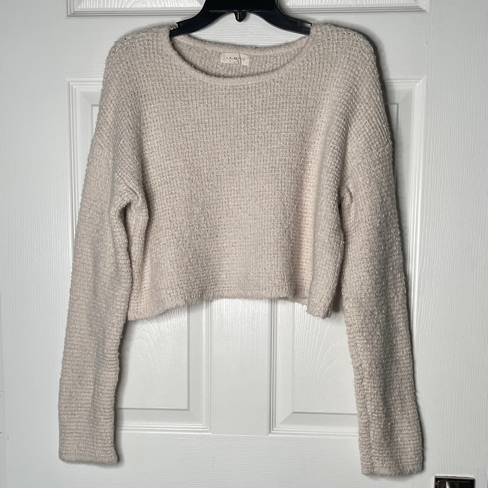 Pacsun LA Hearts Knit Long Sleeve Scoop Neck Cropped Sweater